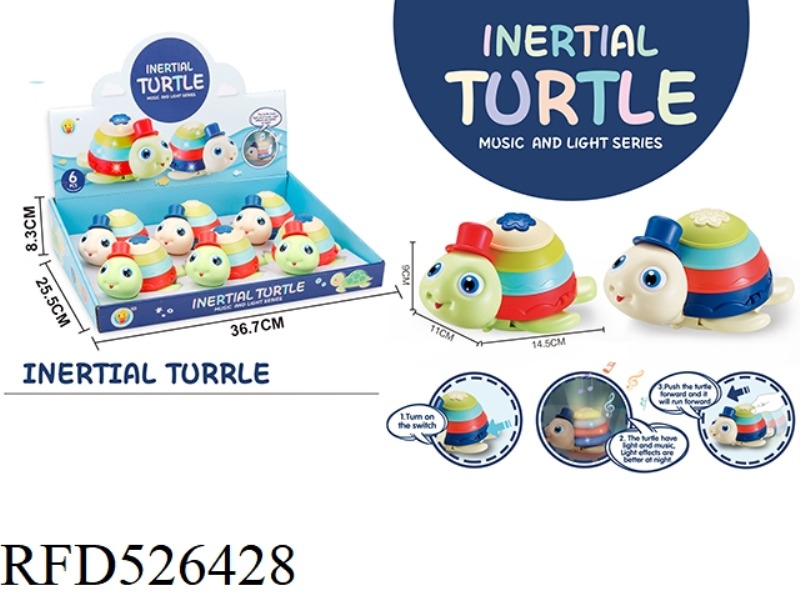 CARTOON ABS INERTIA LIGHT MUSIC RAINBOW TURTLE/6 PACK