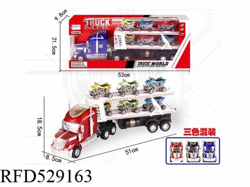 INERTIA TRACTOR TOWING 6 COASTING BEACH MOTORCYCLES (DOUBLE DECK)