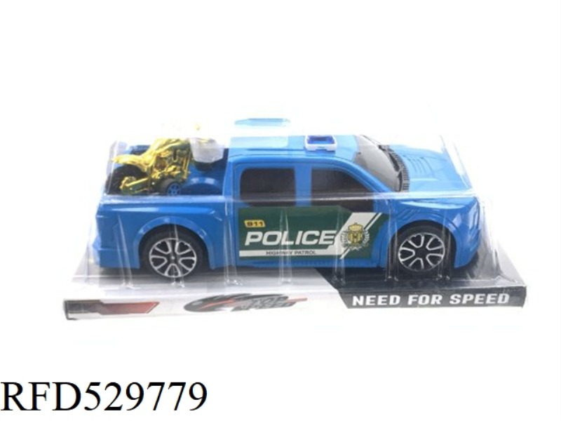 SPRAY PAINTED GRAFFITI INERTIAL PICKUP POLICE CAR/ELECTROPLATED JAI AI MOTORCYCLE