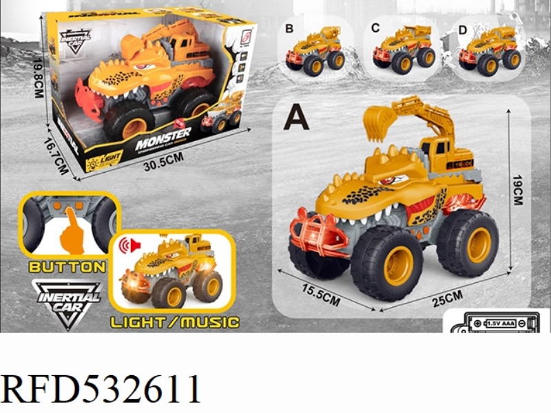 ACOUSTO-OPTIC MUSIC TYRANNOSAURUS REX MONSTER PROJECT INERTIA CAR (THREE KEYS) INCLUDES ELECTRICITY