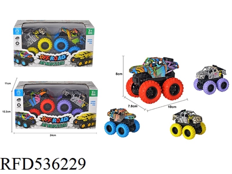 WATER TRANSFER PRINTING 2 WINDOW BOXES INERTIA FOUR-WHEEL DRIVE CAR