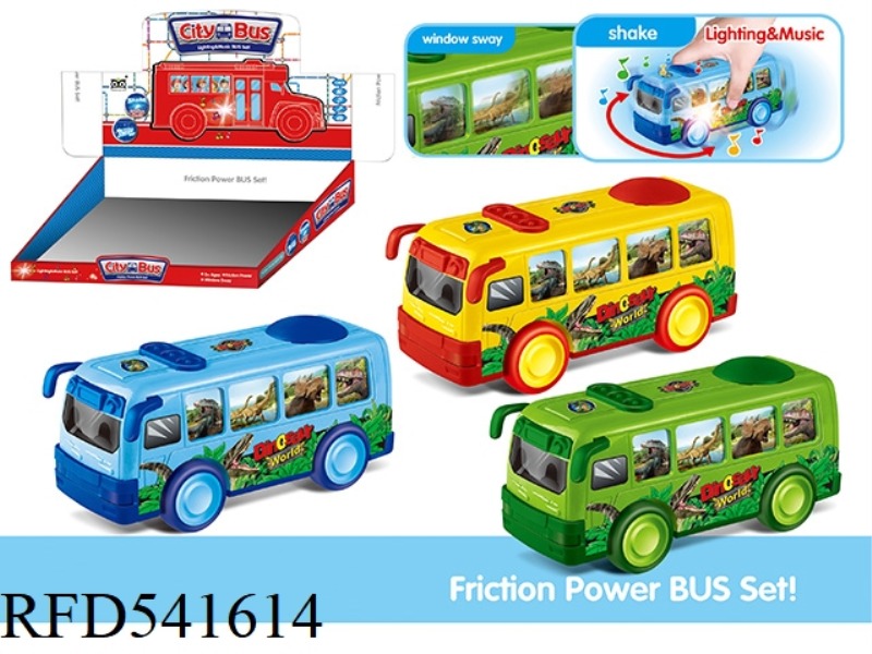 ABS BUS DINOSAUR INERTIA CAR 12PCS
