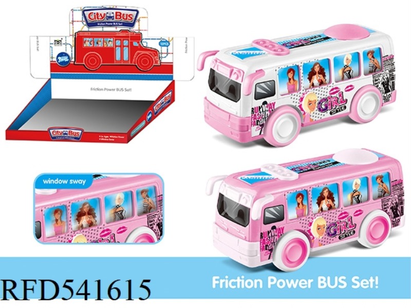 ABS BUS BARBIE INERTIA CAR 12PCS