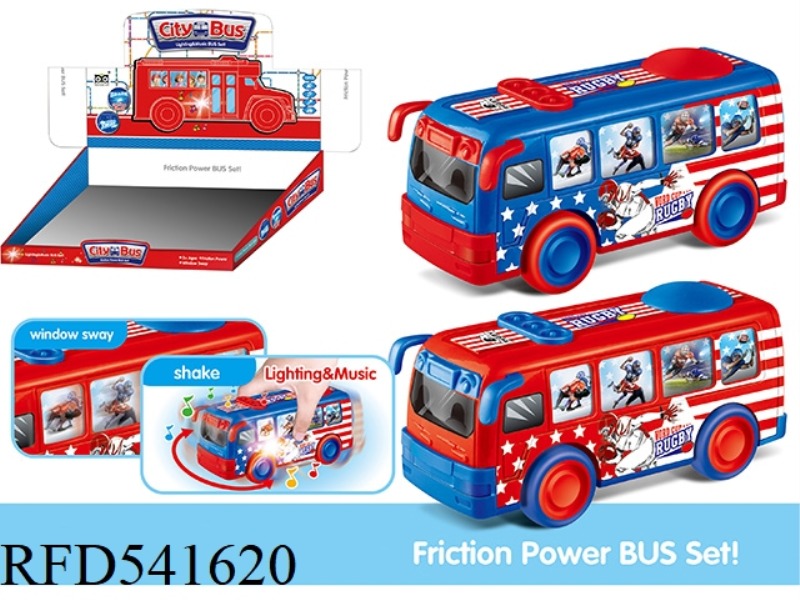 ABS BUS FOOTBALL INERTIA CAR 12PCS