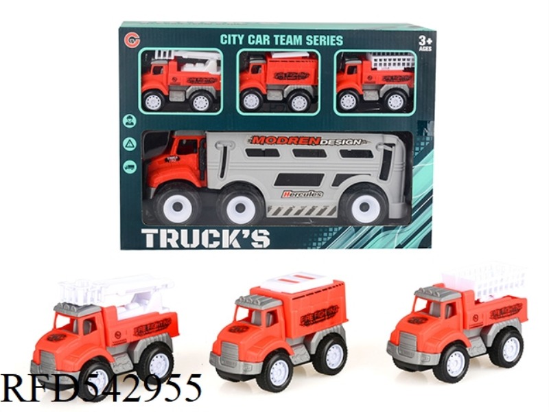 INERTIAL FIRE TRUCK PLUS THREE SCOOTERS