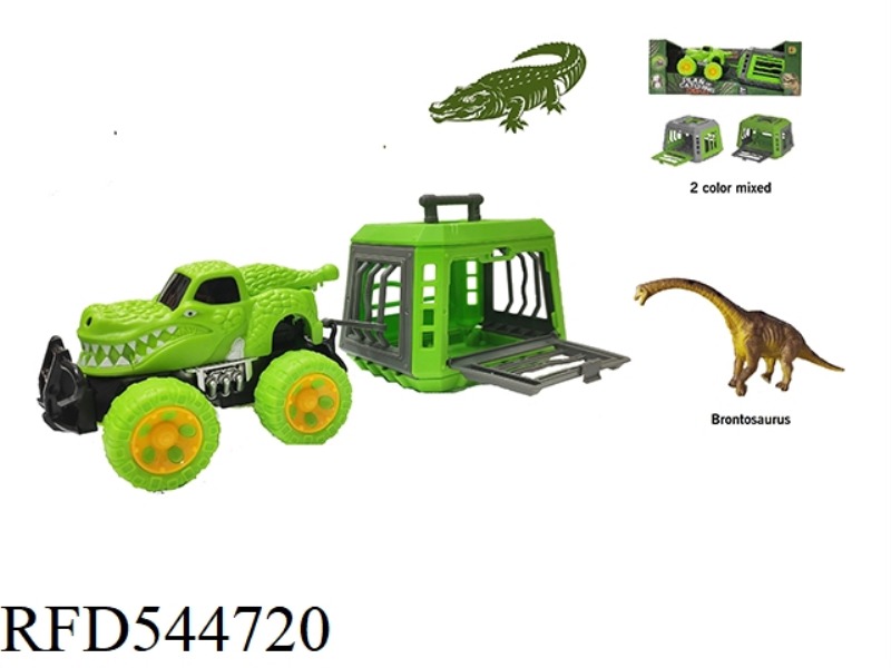 DRAGON CAPTURE PROGRAM CROCODILE INERTIAL VEHICLE WITH BRONTOSAURUS, CAN SLIDE