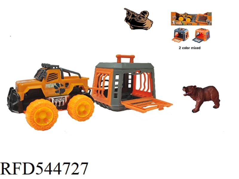 FOREST HUNTER'S GO-CART WITH A BEAR. IT CAN SLIDE