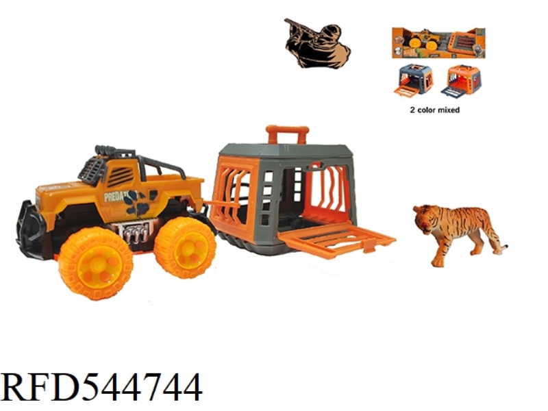 FOREST HUNTER'S INERTIA CAR WITH TIGER. IT CAN SLIDE