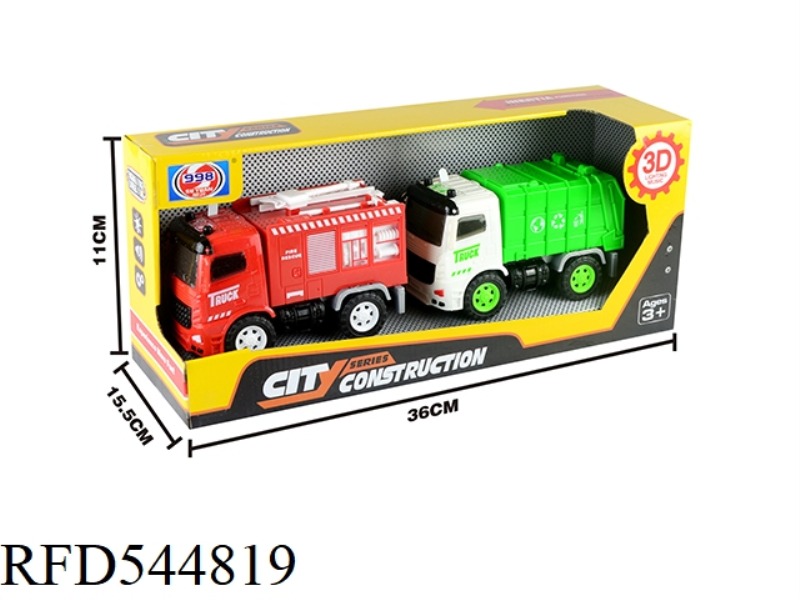 3D INERTIAL MUSIC FIRE TRUCK + SANITATION TRUCK