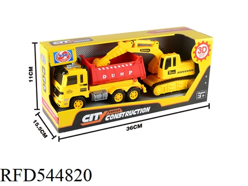 3D LIGHTING MUSIC INERTIAL DUMP TRUCK + EXCAVATOR