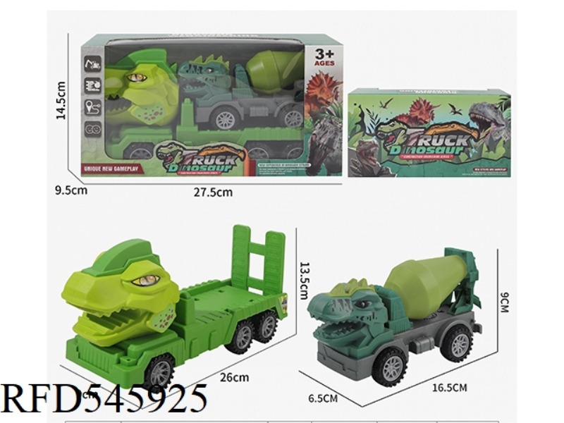 AN INERTIAL DINOSAUR TRAILER CARRYING A SLIDING DINOSAUR MIXER