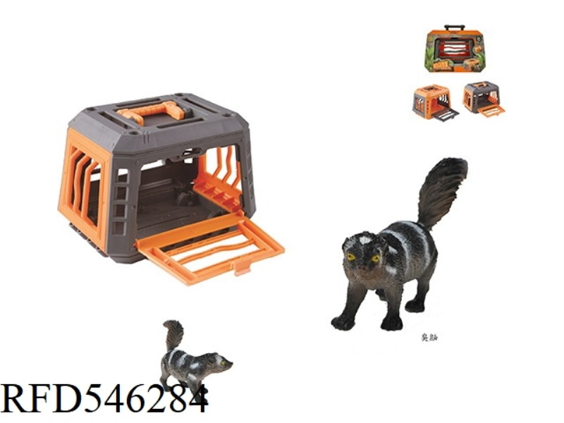 FOREST HUNTER HUNTING SKUNK, WITH SMALL CAGE, CAGE BODY 2 COLORS MIXED