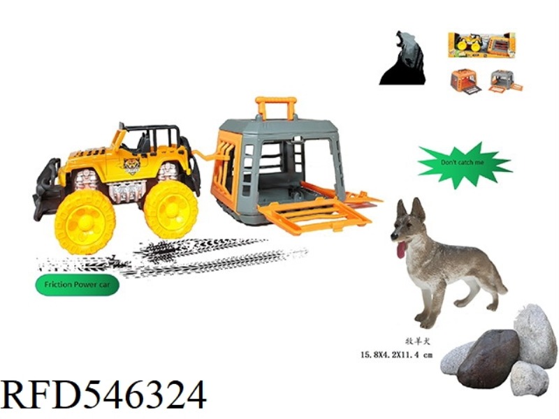 FOREST HUNTER IN THE JEEP INERTIA, WITH SHEPHERD, CAGE BODY 2 COLOR MIX