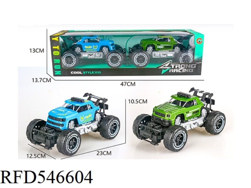 LARGE TWO-MOUNTED INERTIAL FRAME OFF-ROAD PICKUP TRUCK, JEEP (POLICE CAR)