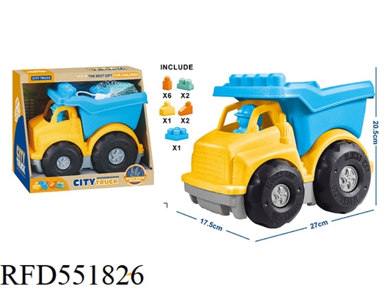 STRAW MATERIAL 12PCS PUZZLE BUILDING BLOCK CAR