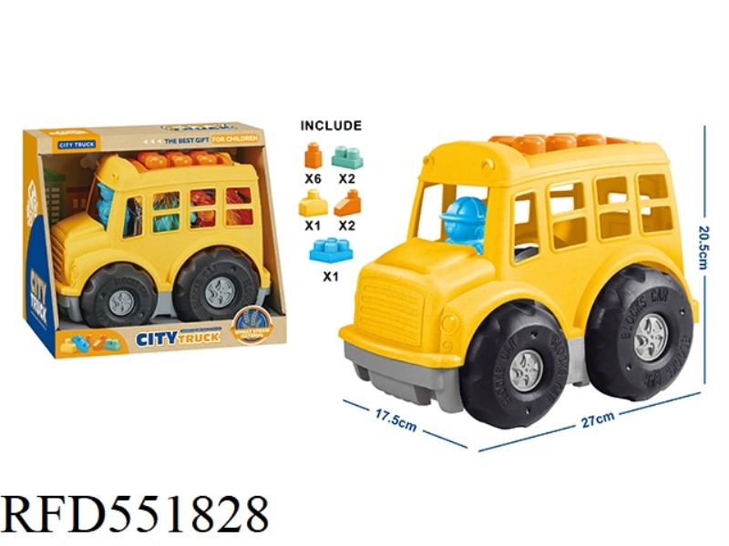 STRAW MATERIAL 12PCS PUZZLE BUILDING BLOCK CAR