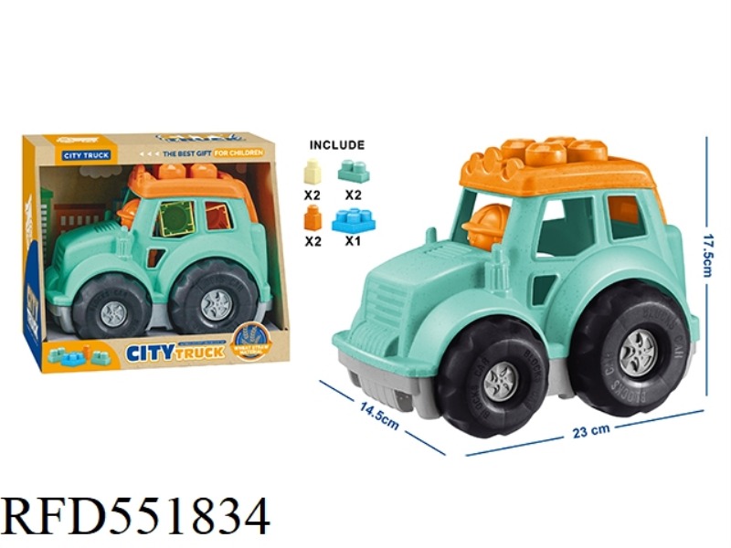STRAW MATERIAL 7PCS PUZZLE SMALL ENGINEERING CAR