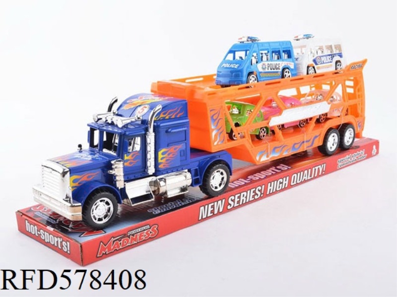 PAINT INERTIA DOUBLE DECK FLAT CAR 2 TAXI POLICE CARS PLUS 3 TAXI BEETLE CARS