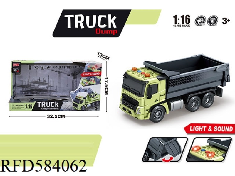 1: 16 INERTIA MANUAL FUNCTION ENGINEERING VEHICLE TIPPER TRUCK