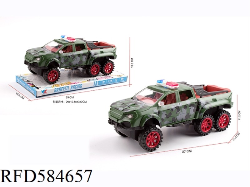 1: 16 SIX-WHEEL MERCEDES-BENZ PICKUP INERTIAL MILITARY POLICE CAR
