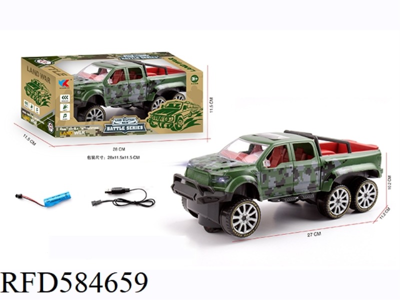 1: 16 SIX-WHEEL FORD PICKUP ELECTRIC UNIVERSAL MILITARY SIMULATION VEHICLE WITH LIGHTING AND MUSIC.