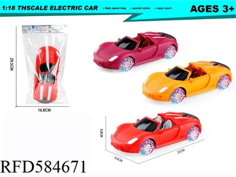 1: 18 PORSCHE INERTIA CONVERTIBLE SIMULATION CAR+FOUR-WHEEL COLORFUL LIGHTS