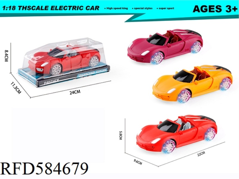 1: 18 PORSCHE INERTIA CONVERTIBLE SIMULATION CAR+FOUR-WHEEL COLORFUL LIGHTS