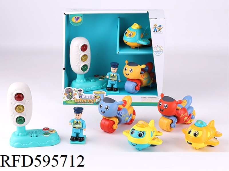 MUSIC TRAFFIC LIGHTS + INERTIAL AIRCRAFT + INERTIAL MOTORBIKE RACING MODEL