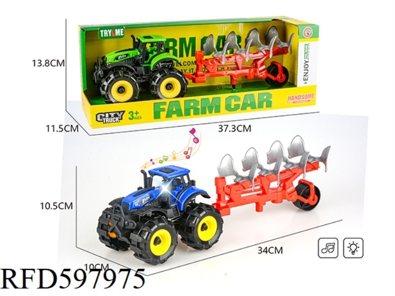 LIGHT, MUSIC, INERTIA, CROSS-COUNTRY FARMER'S CAR, TRACTOR, PLOW.