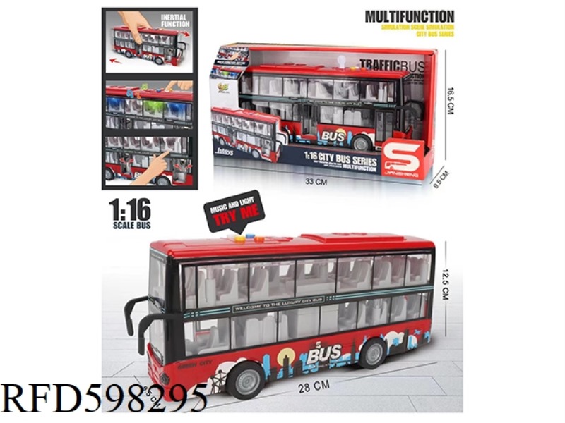 INERTIAL CITY DOUBLE-DECKER BUS WITH LIGHT AND SOUND CAN OPEN DOORS