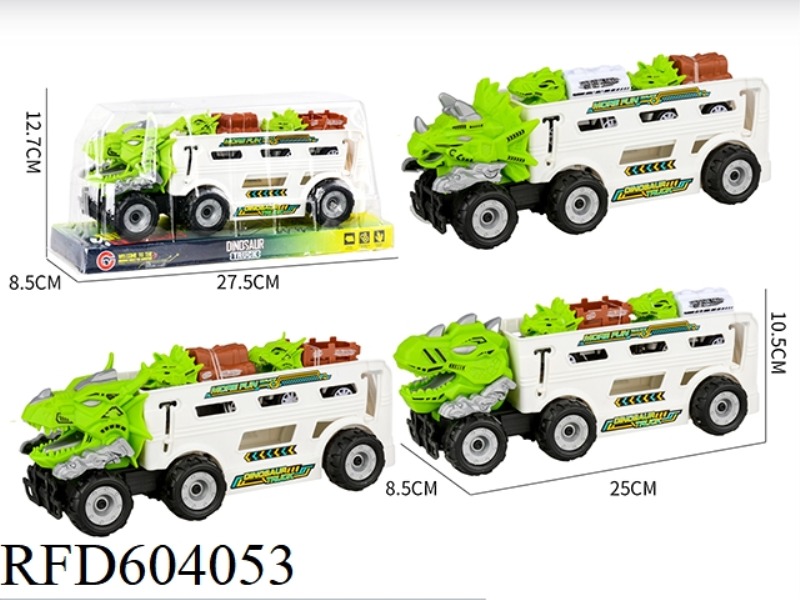 MEDIUM AND LARGE INERTIA DINOSAUR FARMER WITH 2 PULL-BACK DINOSAUR CARS