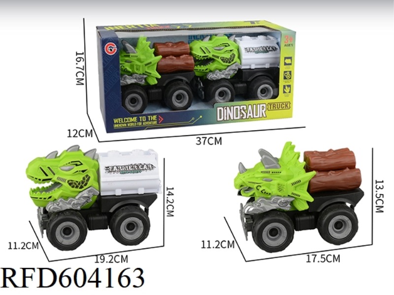 TWO LARGE ONES WITH INERTIA DINOSAUR FARMER TRUCK