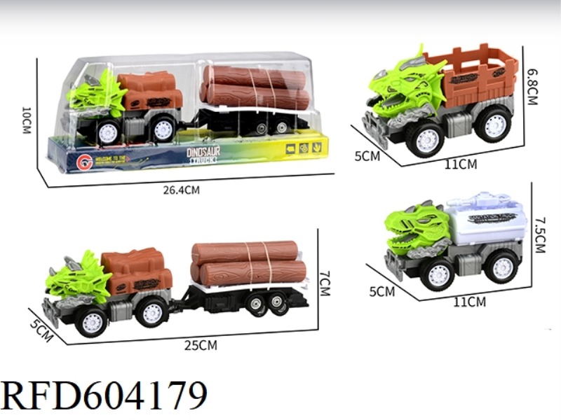 MEDIUM SMALL INERTIA DINOSAUR FARMER CAR WOOD