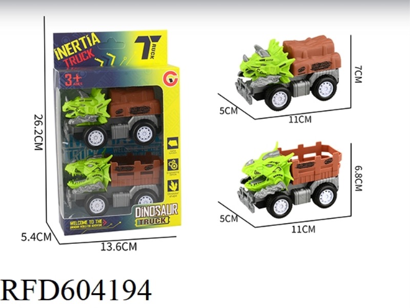 MEDIUM SMALL INERTIA DINOSAUR FARMER TRUCK 2 PIECES