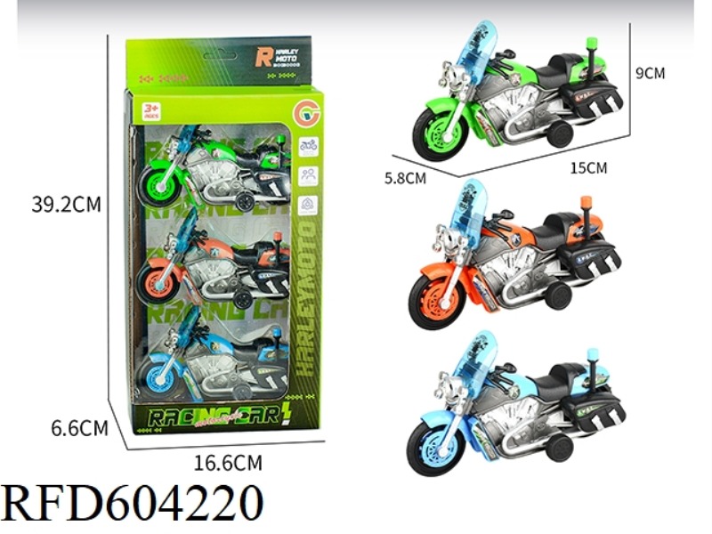 SMALL 3 ONLY LOADED BOOMERANG MOTORCYCLE POLICE CAR