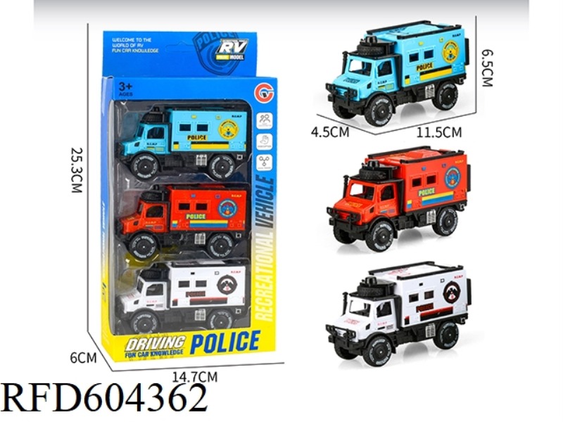 SMALL INERTIAL SINGLE ROW THREE UNIMOK POLICE CARS