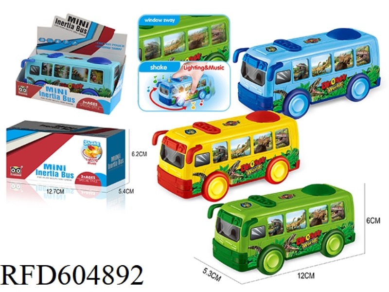 CARTOON DINOSAUR BUS INERTIAL WITH LIGHTS AND MUSIC