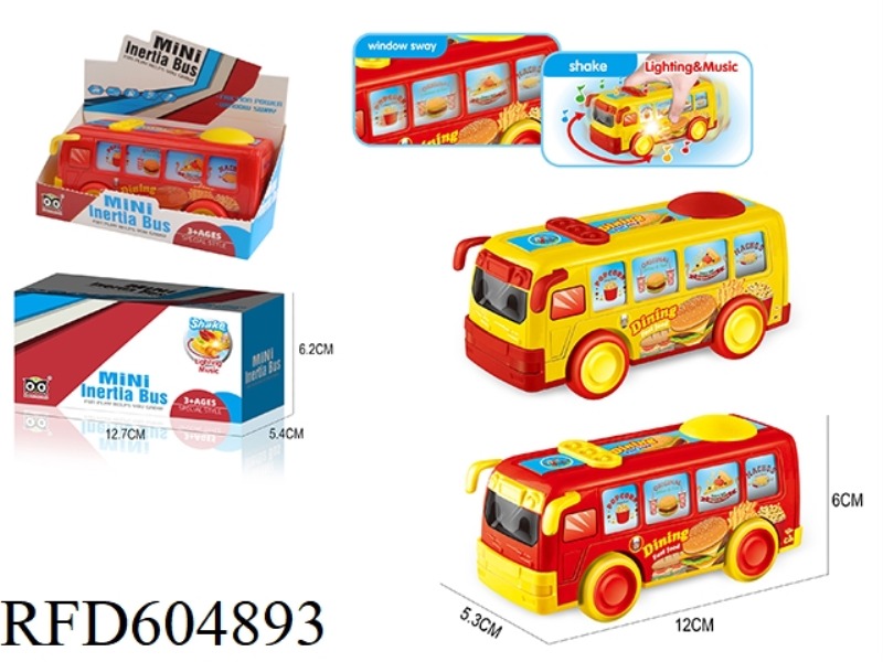 CARTOON BURGER BUS INERTIAL WITH LIGHTS AND MUSIC