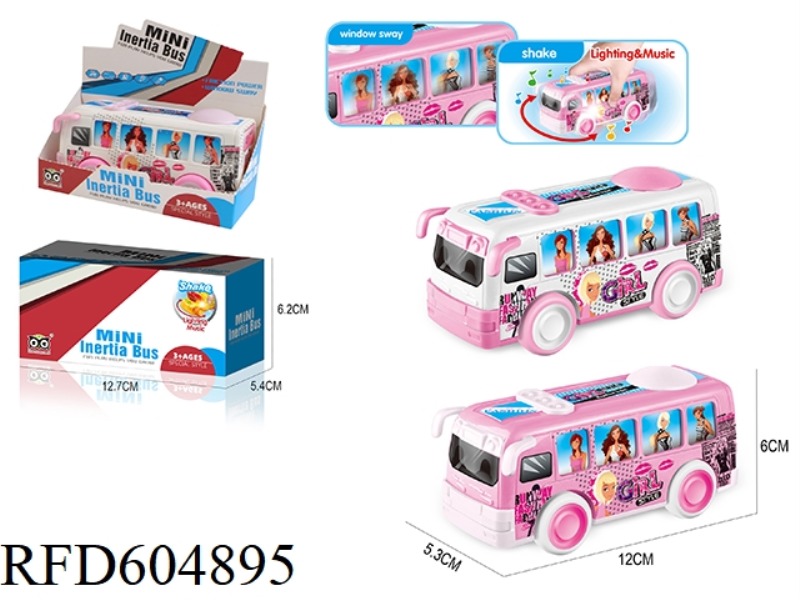 CARTOON BARBIE BUS INERTIA WITH LIGHTS AND MUSIC