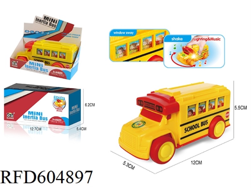 CARTOON SCHOOL BUS INERTIAL WITH LIGHTS AND MUSIC