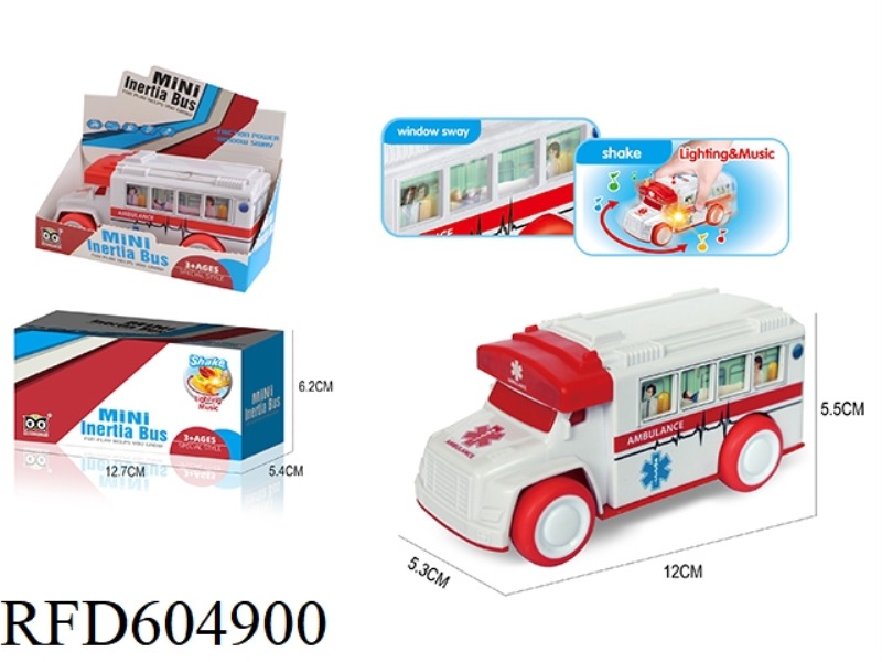 CARTOON AMBULANCE INERTIAL CAR WITH LIGHTS AND MUSIC