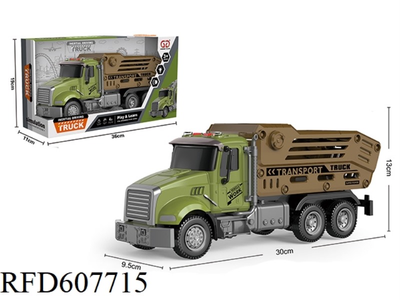 INERTIAL ACOUSTO-OPTIC ANIMAL TRANSPORT VEHICLE (GRASS GREEN) WITH 6 SMALL ANIMALS