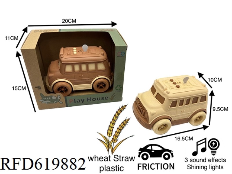 STRAW CARTOON INERTIAL BUS (WITH LIGHTS AND MUSIC) TWO-COLOR MIX