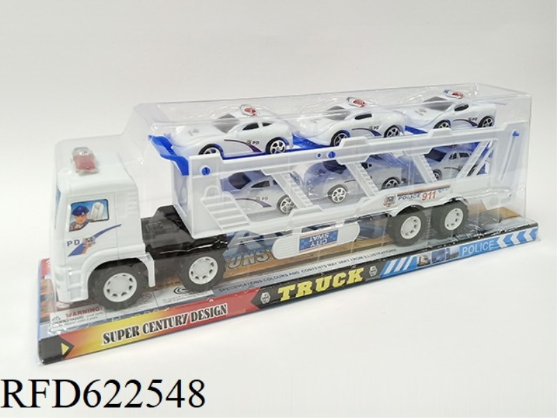 POLICE INERTIA TRACTOR +6 POLICE TROLLEYS