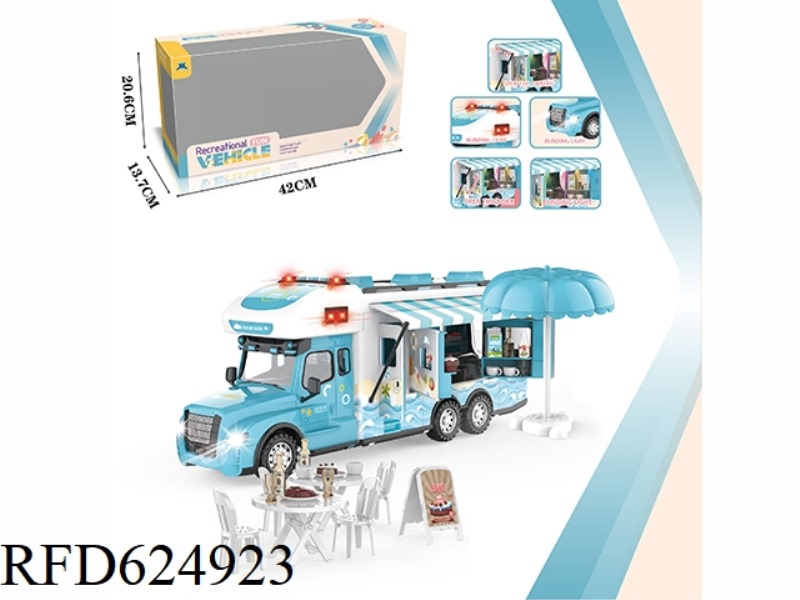 INERTIA SKY BLUE LONG HEAD MOTORHOME - BEACH CAMPING TRIP (WITH LIGHT AND SOUND)