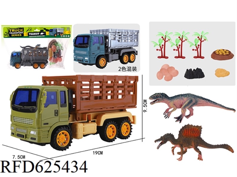 INERTIA DINOSAUR TRUCK TRANSPORT VEHICLE SET (2 DINOSAURS)