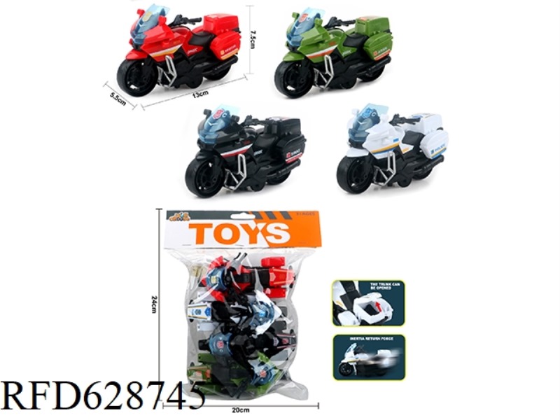 INERTIAL POLICE MOTORCYCLE SET OF 4