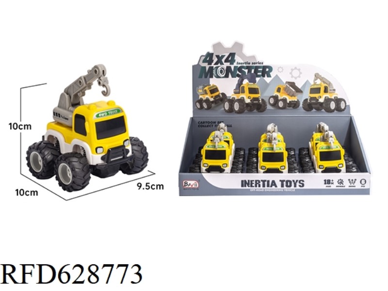 FOUR-WHEEL DRIVE INERTIA OFF-ROAD CRANE SINGLE MONOCHROME (6 PCS/BOX)
