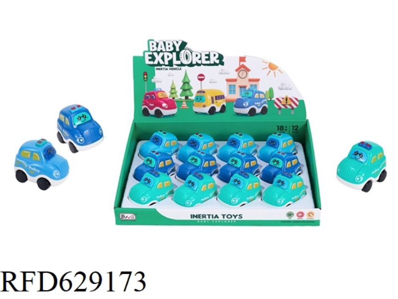 Cartoon inertial police car single 3 -color mixed 12/box