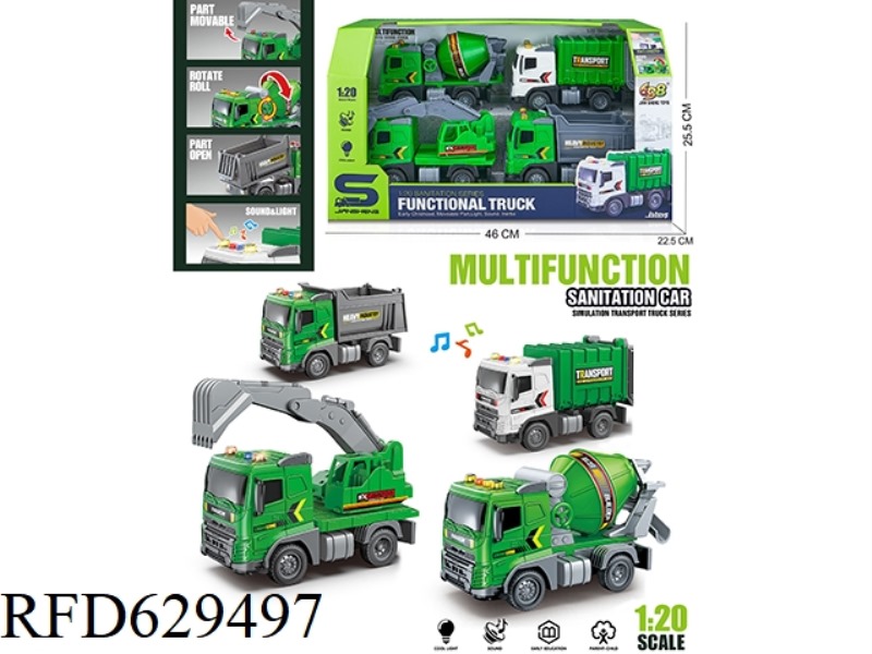 1:20 COMBINATION OF SMALL URBAN SANITATION VEHICLES (INERTIA & LIGHTING AND MUSIC)